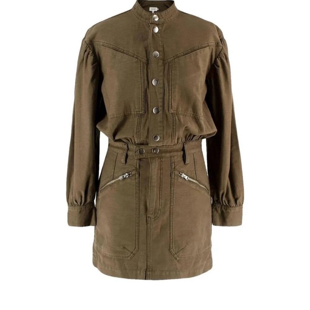 Frame Moto Zip Snap Front Dress (army green)